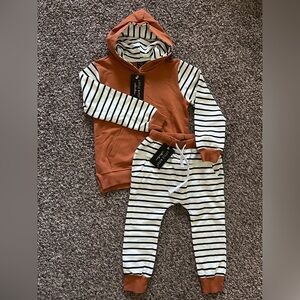 Little Bipsy Rust and Black Striped Kids Matching Set